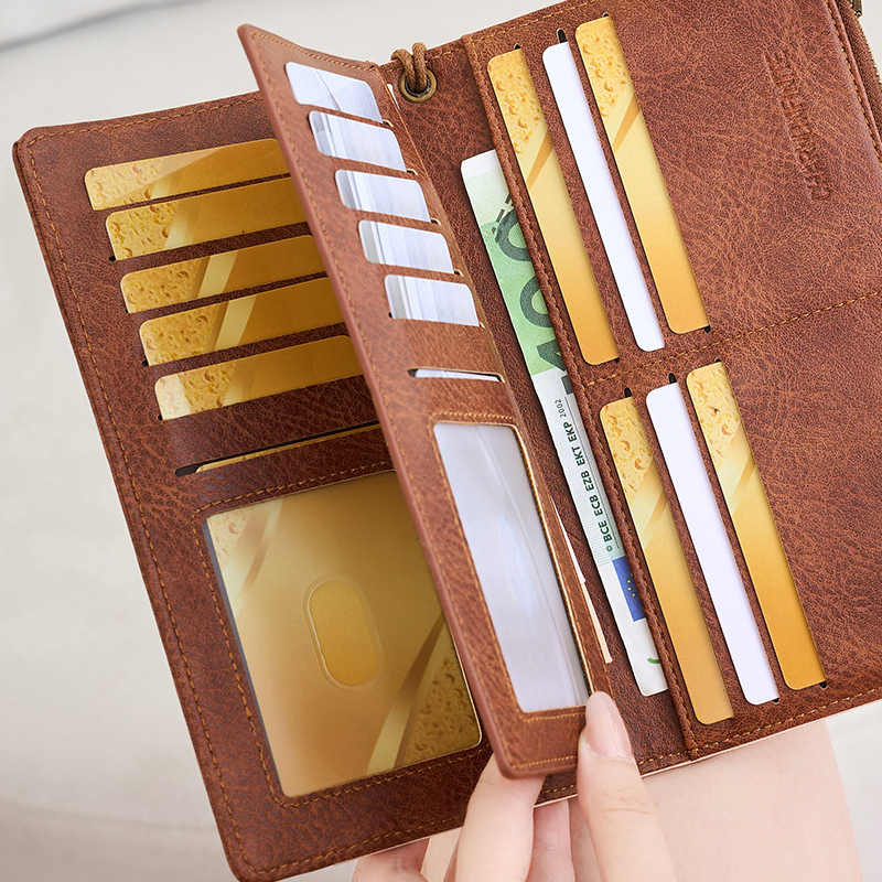 👛Γυναικείο πορτοφόλι RFID με τριπλό κλείσιμο σε ρετρό στυλ