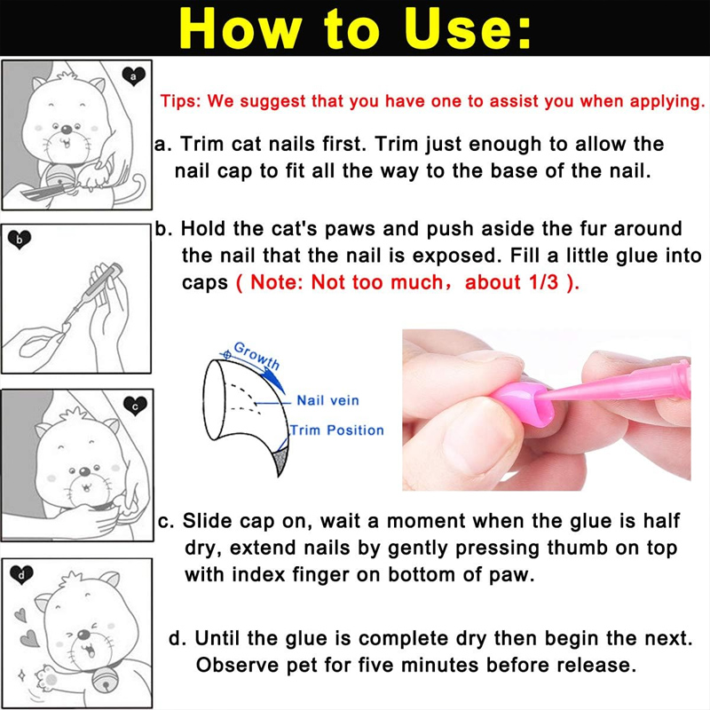 🐱Καπάκια νυχιών κατοικίδιων για σκύλους και γάτες με κόλλα