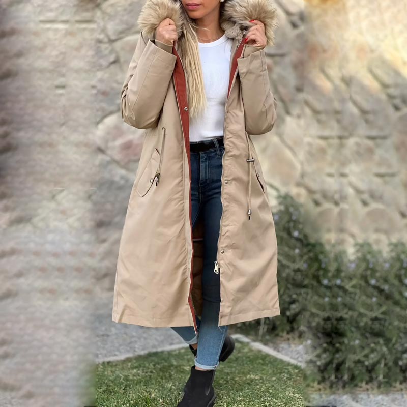 45%OFF❄️Χειμώνας-Ειδικά❄️Γυναικών χειμώνα με κουκούλα γούνινο κολάρο Casual παλτό Parka