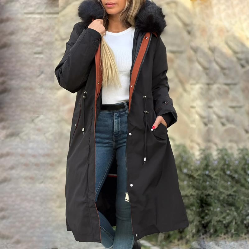 45%OFF❄️Χειμώνας-Ειδικά❄️Γυναικών χειμώνα με κουκούλα γούνινο κολάρο Casual παλτό Parka