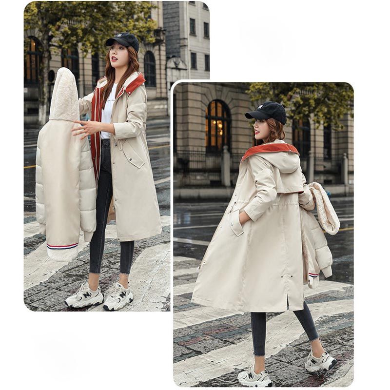 45%OFF❄️Χειμώνας-Ειδικά❄️Γυναικών χειμώνα με κουκούλα γούνινο κολάρο Casual παλτό Parka