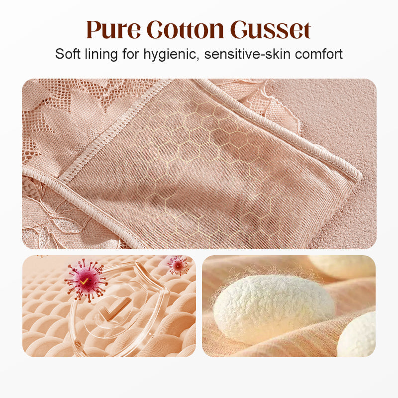 🔥1+1 ΔΩΡΕΑΝ!!🌸Γυναικείο εσώρουχο μπικίνι με φλοράλ δαντέλα και χαμηλή μέση