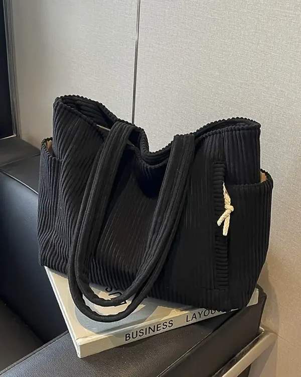Nova – Ribbed Tote Bag with Cord Detail