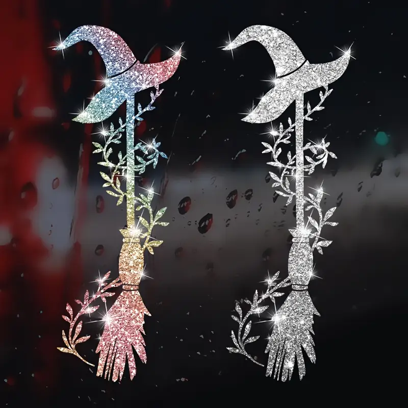 🧙‍♀️Shimmering Witch's Broom Window Decal