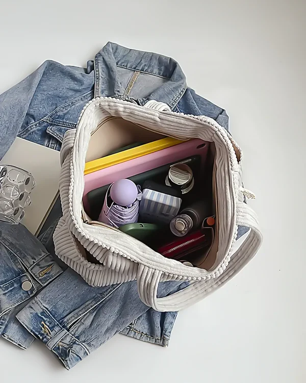 Nova – Ribbed Tote Bag with Cord Detail