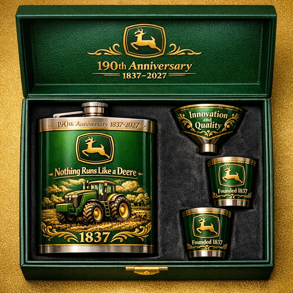 John Deere 190th Anniversary Flask Gift Set
