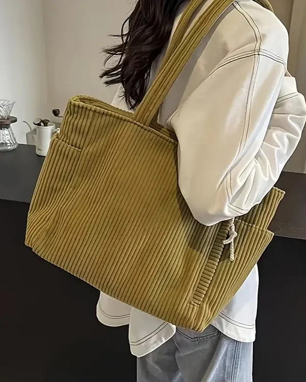 Nova – Ribbed Tote Bag with Cord Detail