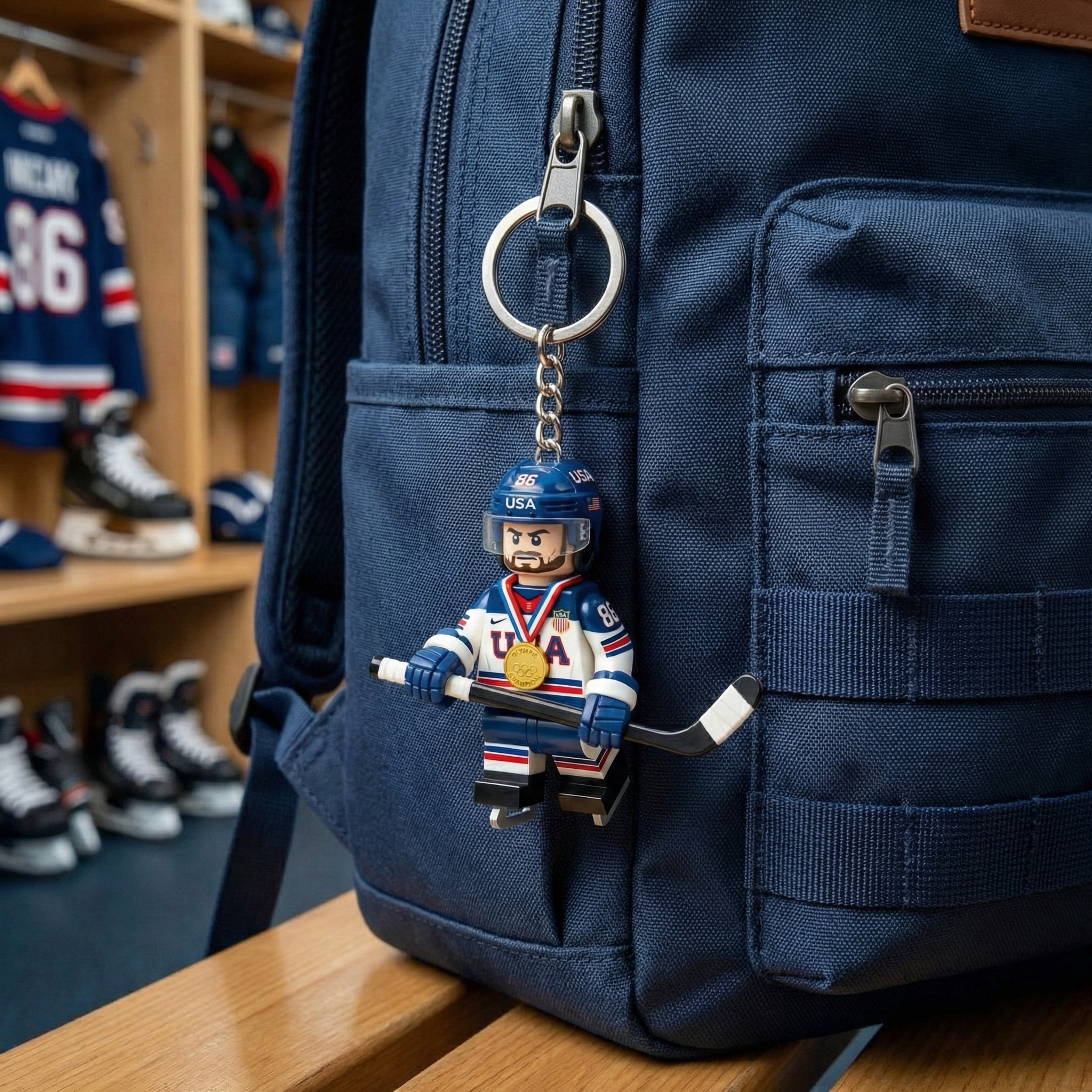 The "Mini Miracle" Team USA 2026 Gold Medal Hockey Keychain