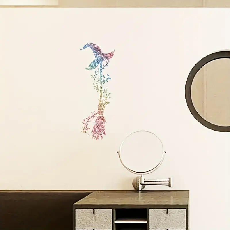 🧙‍♀️Shimmering Witch's Broom Window Decal