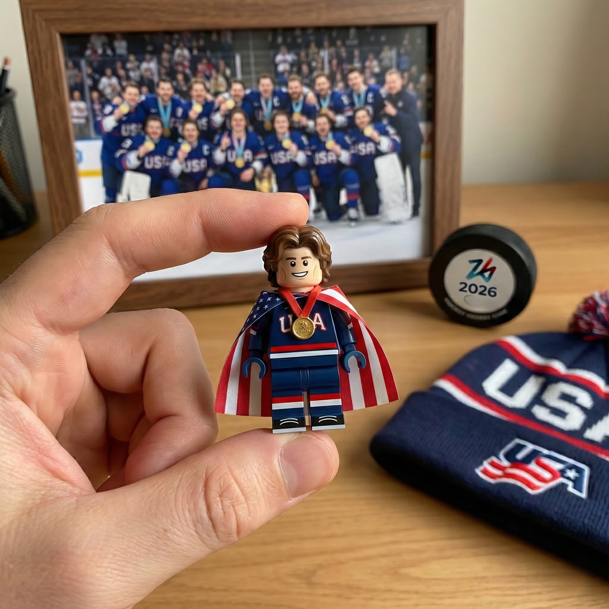 Jack Hughes – 2026 Winter Olympic Gold Commemorative Brick Set