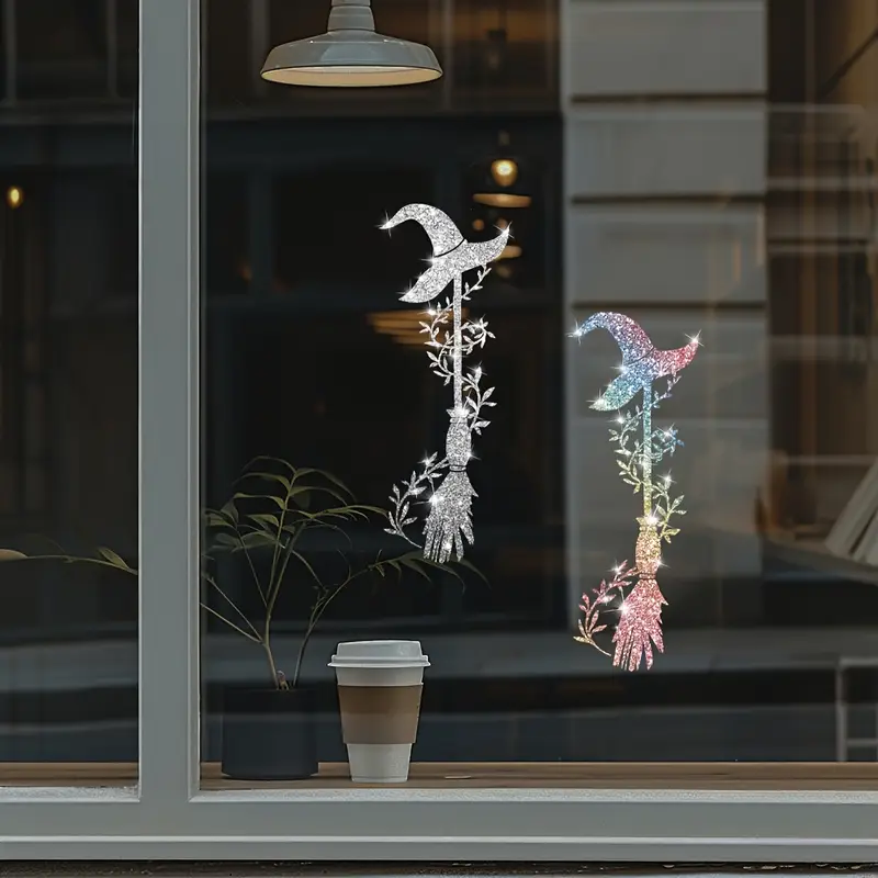 🧙‍♀️Shimmering Witch's Broom Window Decal