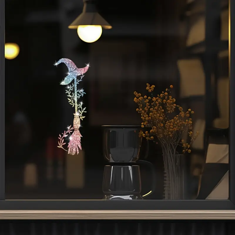 🧙‍♀️Shimmering Witch's Broom Window Decal