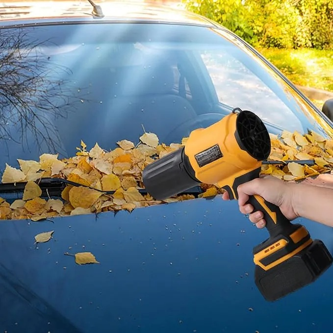 Kleiner Akku-Laubbläser, Akku-Laubbläser, 35.000 U/min Turbo-Jet-Bläser, mit 1 x 24 V x 4,0 Ah Akku und Ladegerät, für Terrassenreinigung, Rasenpflege, Autoreinigung und Staub usw., 2 Blasdüsen