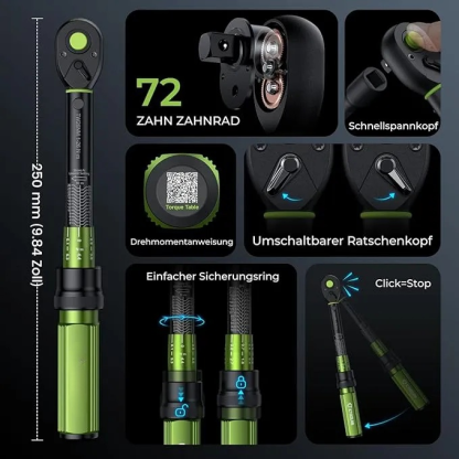 1/4" Drehmomentschlüssel, ±3% Fehlergenauigkeit, 1-26 Nm/10-231.3lbf·in 72 Z?hne Fahrrad Drehmomentschlüssel für Przisionsmaschinen, elektronische Gerte, Fahrradwartung usw.