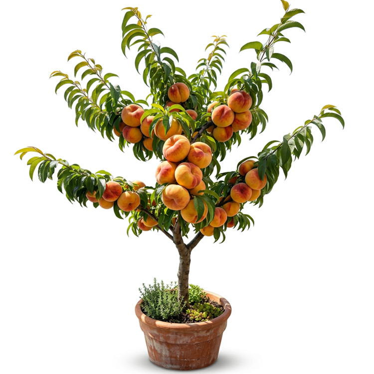 Goldener Tellerpfirsich-Setzling