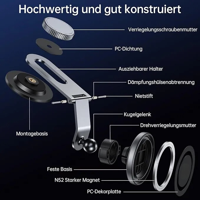 Handyhalterung fürs Auto, magnetische Handyhalterung fürs Armaturenbrett, kompatibel mit allen Fahrzeugarmaturenbrettern