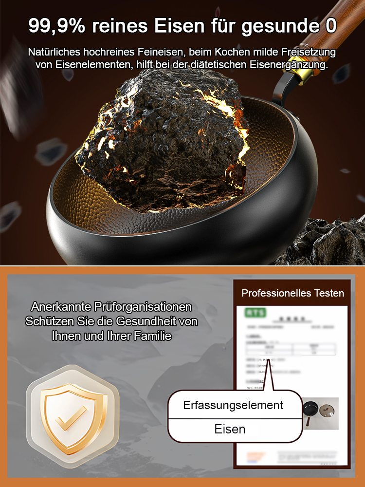 Handgeschmiedete Pfanne✨30.000 Hand-Schläge ✨Ohne chemische Beschichtung ✨Sicher & Gesund