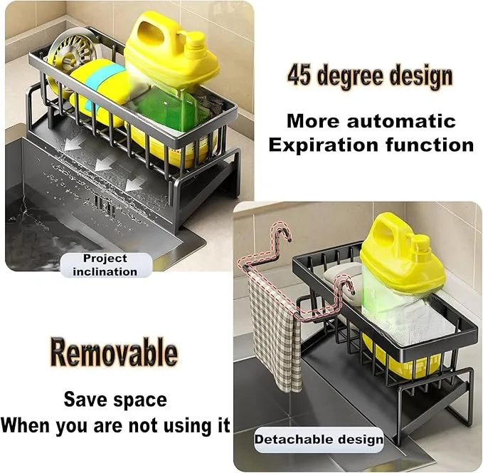 Spüle Küchen Organizer, Spülbecken Organizer Mit Selbstentleerender Ablaufwanne for Schwammhalter, Handtuchhalter, Spültuchhalter, Super Organizer für Küche und Badezimmer. 