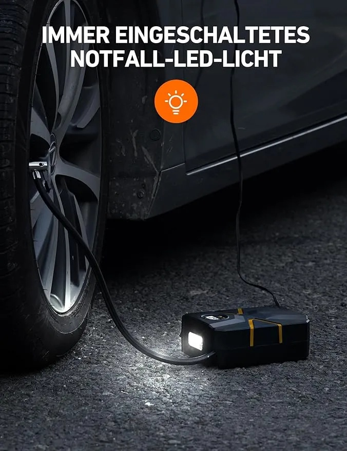 Kompressor Auto Reifenpumpe Luftpumpe 10,3 bar 12V DC mit Echtzeit-LCD-Anzeige, voreingestelltem Reifendruck und automatischer Abschaltung, Luftkompressor geeignet für Auto, Fahrrad, Motorrad, Ball