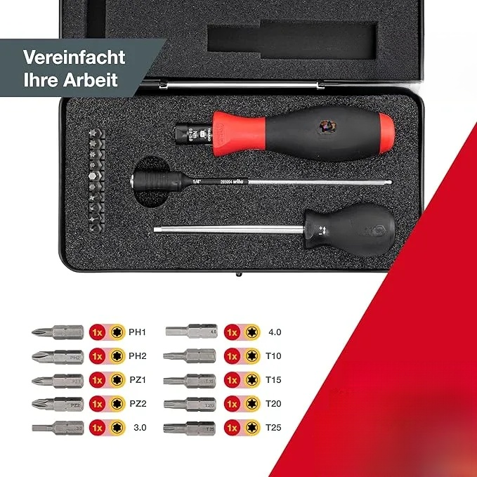 Drehmoment-Schraubendreher 0,8-5,0 Nm inkl. Box + Bitset TorqueVario-S, 14-tlg., Pozidriv/ TORX/ Innensechskant