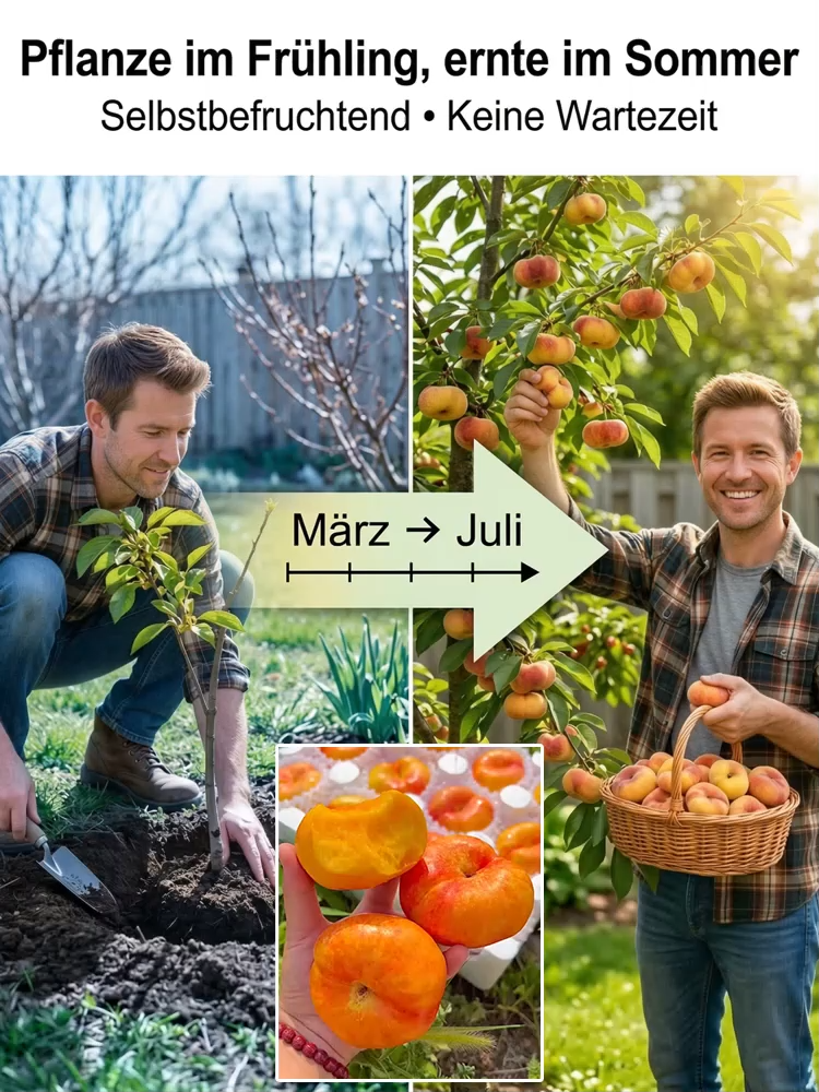 Goldener Tellerpfirsich-Setzling