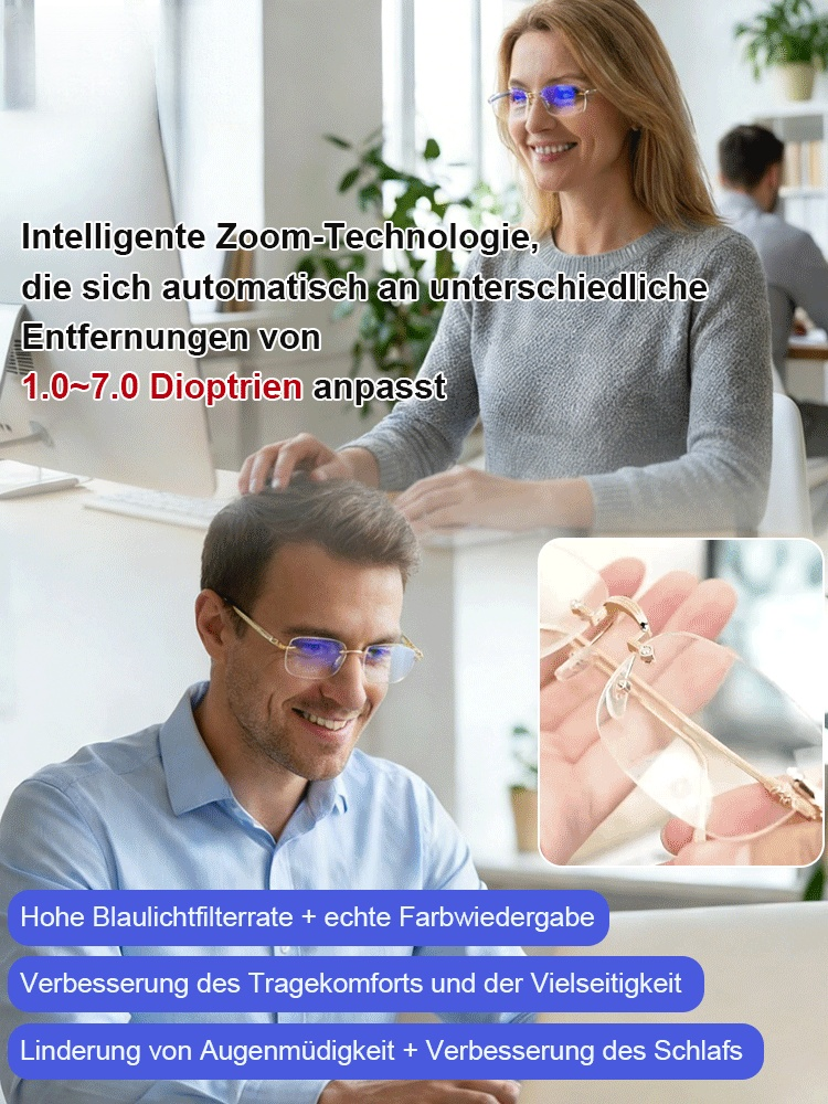 【✨️0-1000° intelligente Fokussierung】Intelligente Zoom-Strahlenschutz-Anti-Ermüdung-HD-Lesebrille