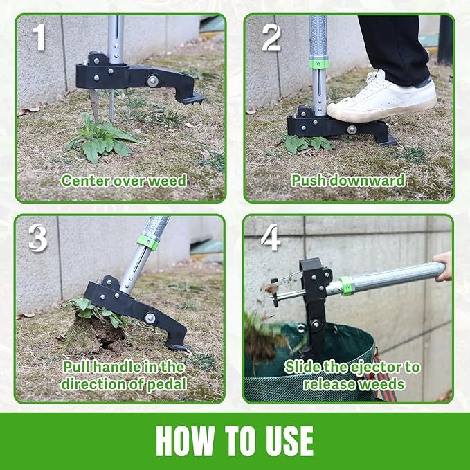 Weed Puller - Dandelion Weed Puller Tool Stand Up Heavy Duty Weeder, Detachable Weed Puller Tool with Long Handle Adjustable 37 to 42.5’‘ Standing Weed Puller and Root Remover No Bend