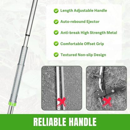 Weed Puller - Dandelion Weed Puller Tool Stand Up Heavy Duty Weeder, Detachable Weed Puller Tool with Long Handle Adjustable 37 to 42.5’‘ Standing Weed Puller and Root Remover No Bend