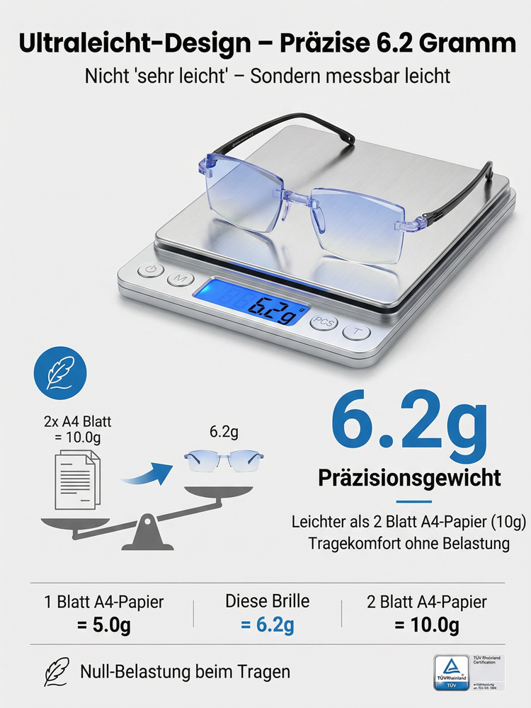 Optische Präzision aus deutschem Labor  Intelligente Auto-Zoom-Blaulichtfilter-Lesebrille