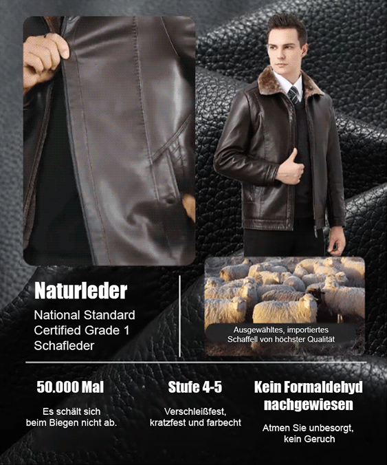 Herrenlederjacke mit Fleece und zusätzlicher Dicke