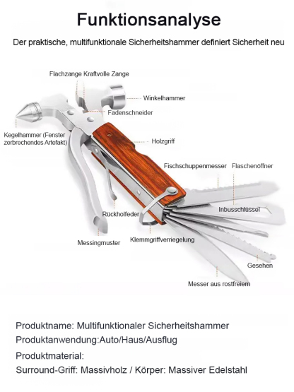 Notfall-Multifunktionssicherheits-Hammer für Fahrzeuge