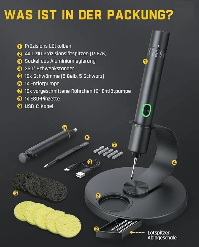 Pr?zisions L?tkolben Set, kabelloser L?tkolben, 7 Sek. schnelles Aufheizen，6 Temperatur Einstellbar 