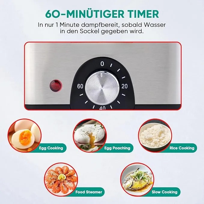 2 Etagen elektrischer Dampfgarer zum Kochen, Multi-Gemüse-Dampfgarer 