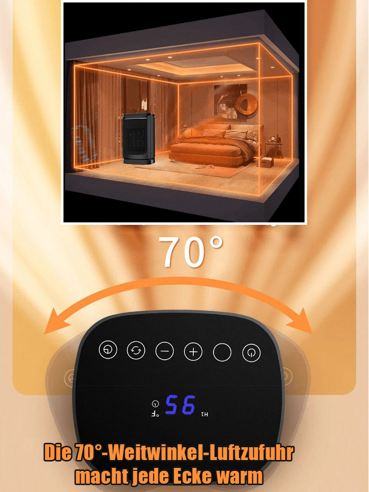 【Drei-Sekunden-Schnellheizung】Tragbarer Heizlüfter mit Stromausfallschutz
