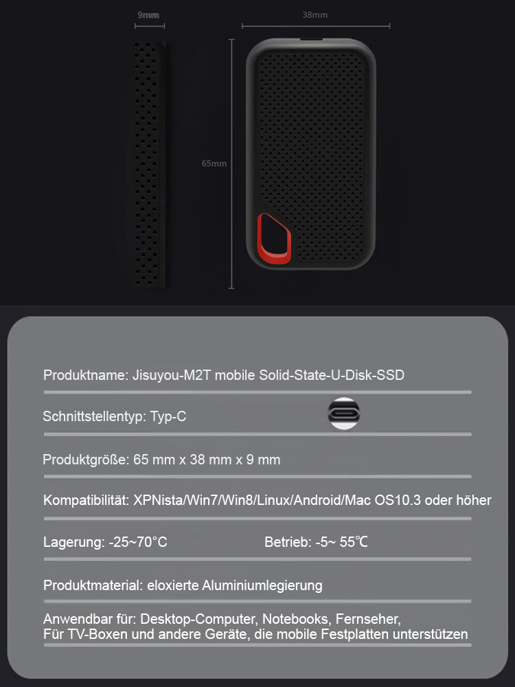 【Kleiner, leichter und schneller】Mobile Hochgeschwindigkeits-Solid-State-Festplatte🚀Wasserdicht, staubdicht und sturzsicher
