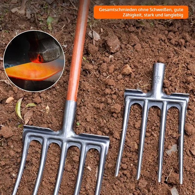 Nahtlos geformte Grabegabel mit vier Zinken aus Manganstahl