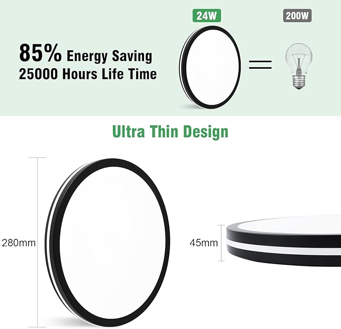 24W LED Deckenlampe mit Bewegungsmelder, 2400LM Dimmbar Deckenleuchte mit D?mmerungssensor