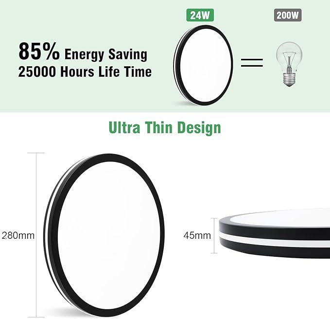 24W LED Deckenlampe mit Bewegungsmelder, 2400LM Dimmbar Deckenleuchte mit D?mmerungssensor