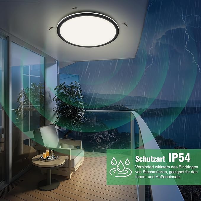 24W LED Deckenlampe mit Bewegungsmelder, 2400LM Dimmbar Deckenleuchte mit D?mmerungssensor