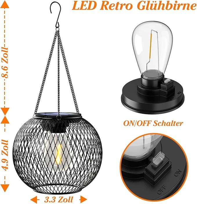 Solarlampen für Au?en,  IP65 Wasserdicht Metall Solarlampen für Au?