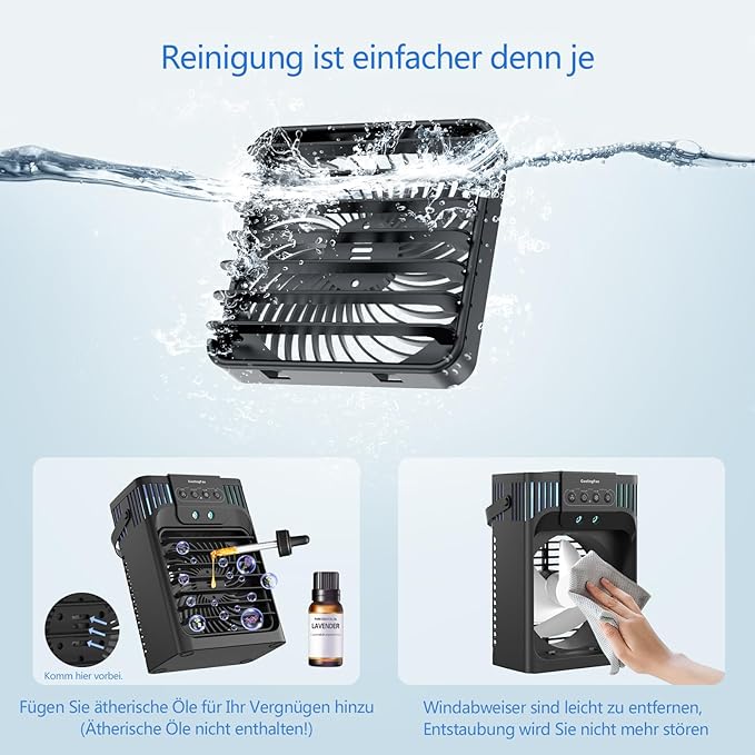 Mobile Klimaanlage mit Fernbedienung,1200 ML Mini Luftkühler 