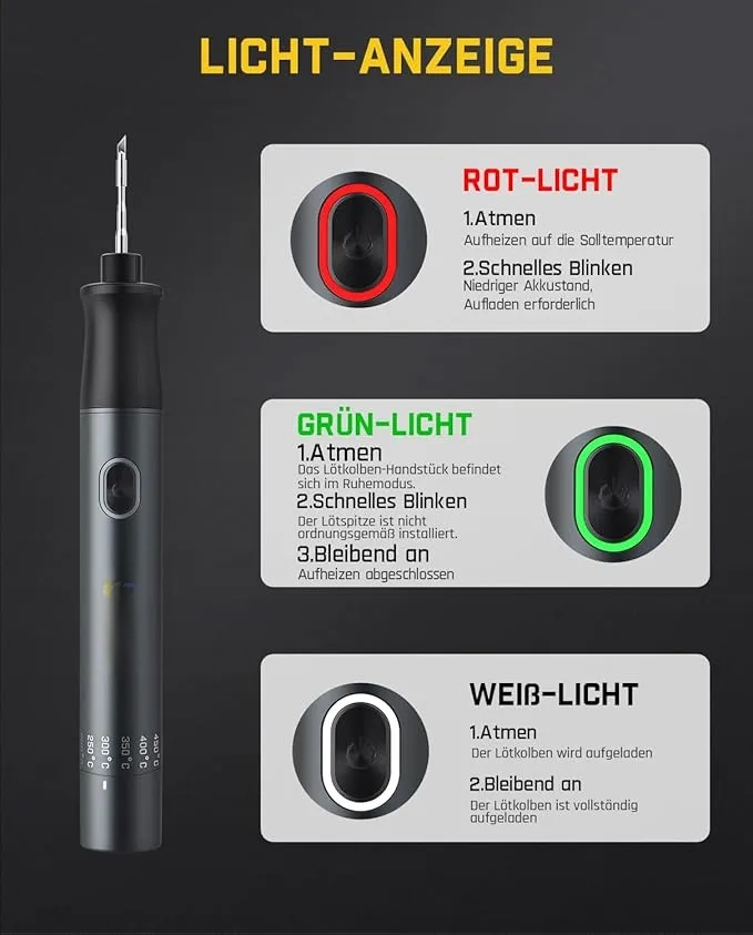 Pr?zisions L?tkolben Set, kabelloser L?tkolben, 7 Sek. schnelles Aufheizen，6 Temperatur Einstellbar 