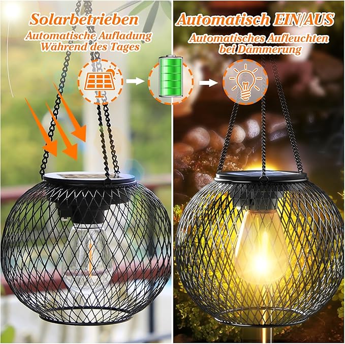 Solarlampen für Au?en,  IP65 Wasserdicht Metall Solarlampen für Au?