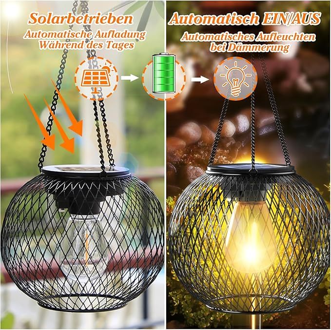 Solarlampen für Au?en,  IP65 Wasserdicht Metall Solarlampen für Au?