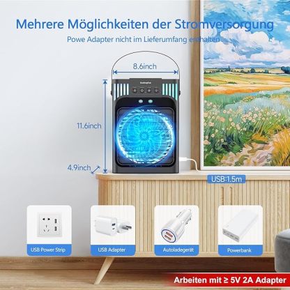 Mobile Klimaanlage mit Fernbedienung,1200 ML Mini Luftkühler 