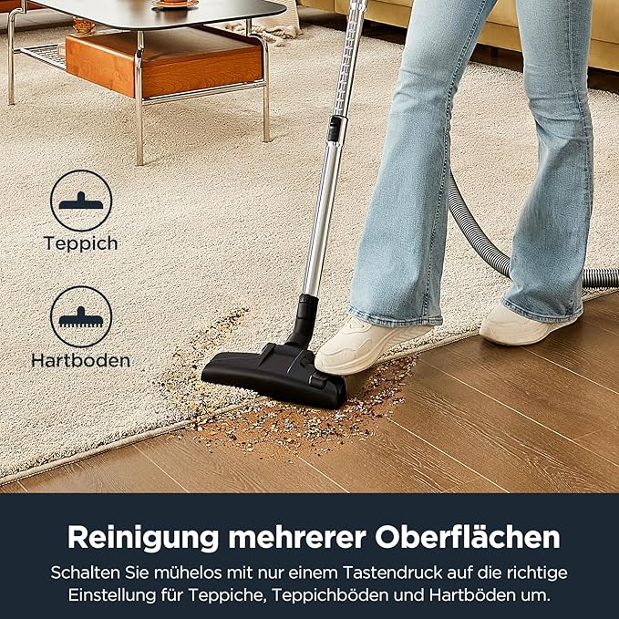  Staubsauger Beutellos, Leistungsstark, Kompakt und Leicht, für Hartb