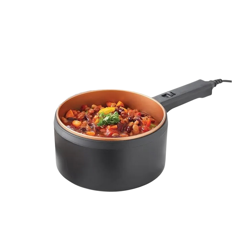 Elektrischer Kochtopf mit Deckel 2 Liter, Antihaft Hot Pot Multikocher, Kochen ohne Herd