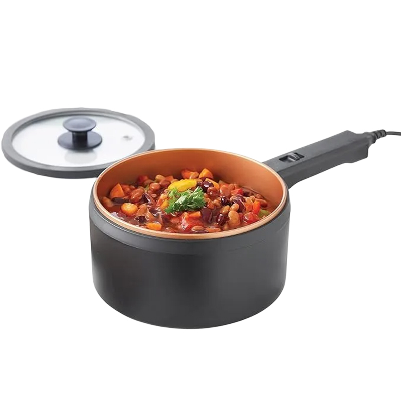 Elektrischer Kochtopf mit Deckel 2 Liter, Antihaft Hot Pot Multikocher, Kochen ohne Herd