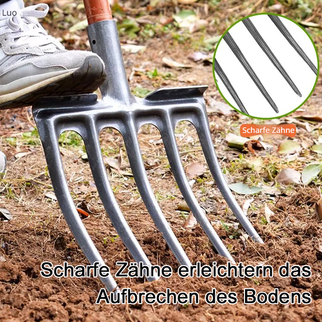 Nahtlos geformte Grabegabel mit vier Zinken aus Manganstahl