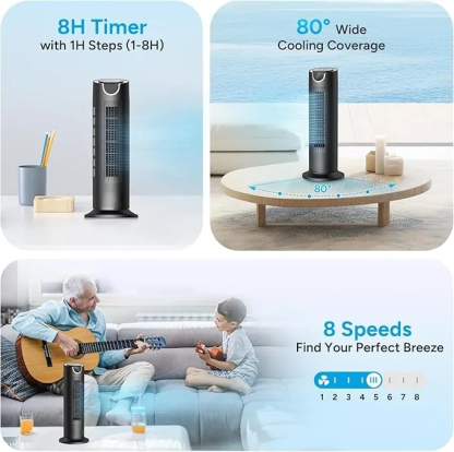 Turmventilator mit 12W DC Motor, Tischventilatoren mit Fernbedienung